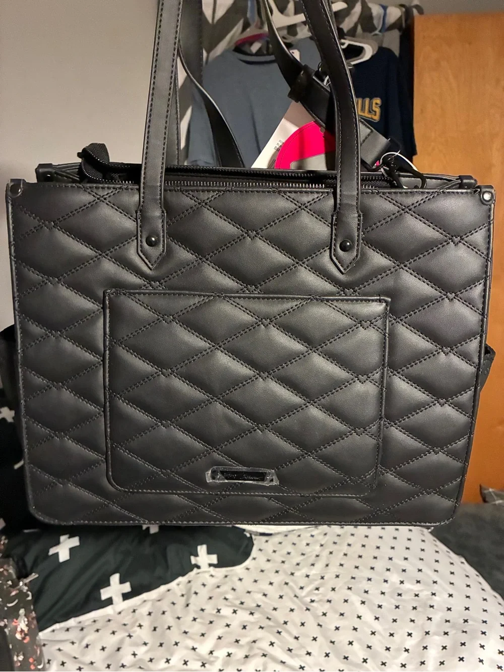 Betsey Johnson Halloween Black Quilted Skull hearts Purse Bag with wallet pouch